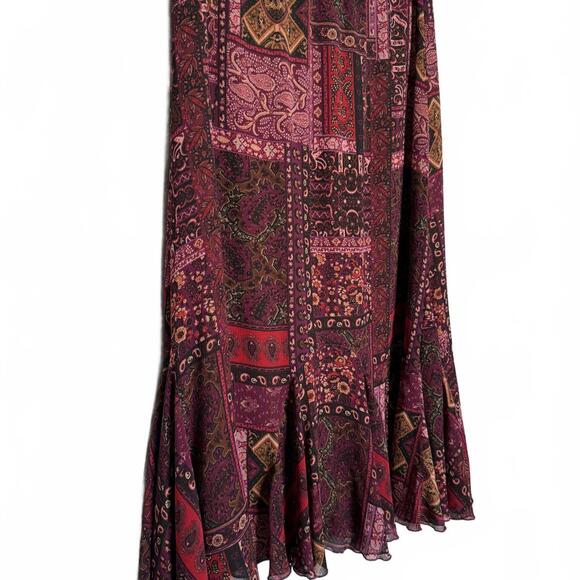 Pink and Purple Bohemian Style Patchwork Midi Skirt - Picture 4 of 6